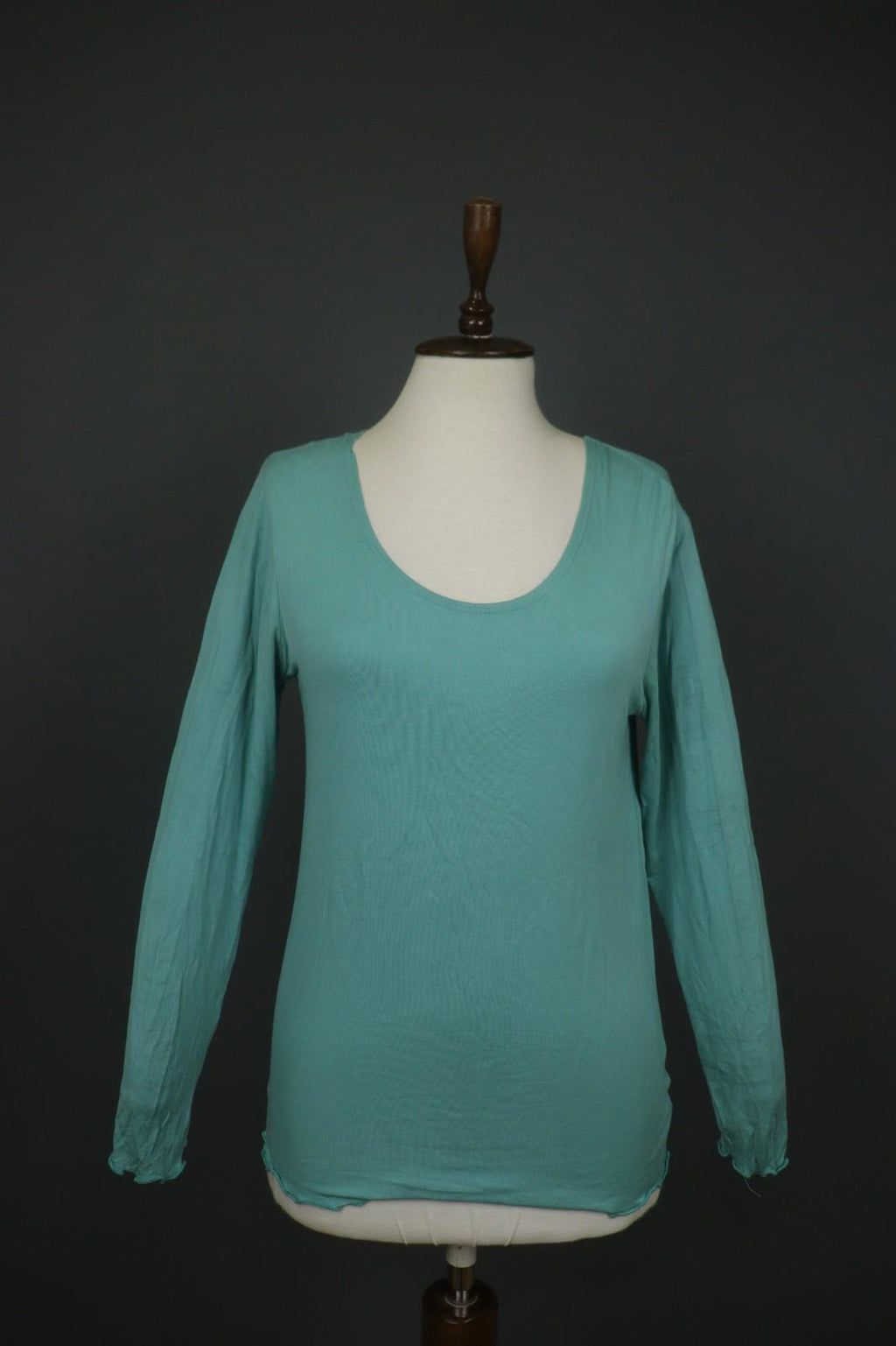 GUDRUN SJODEN Green Modal Knit Round Neck Long Sleeve Blouse Tunic Top – Size M