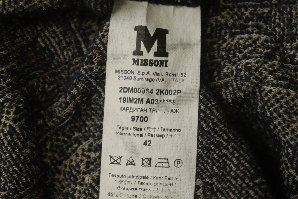 MISSONI Multicolor Cotton Geometric Raglan Sleeve Open Front Cardigan – Size 42