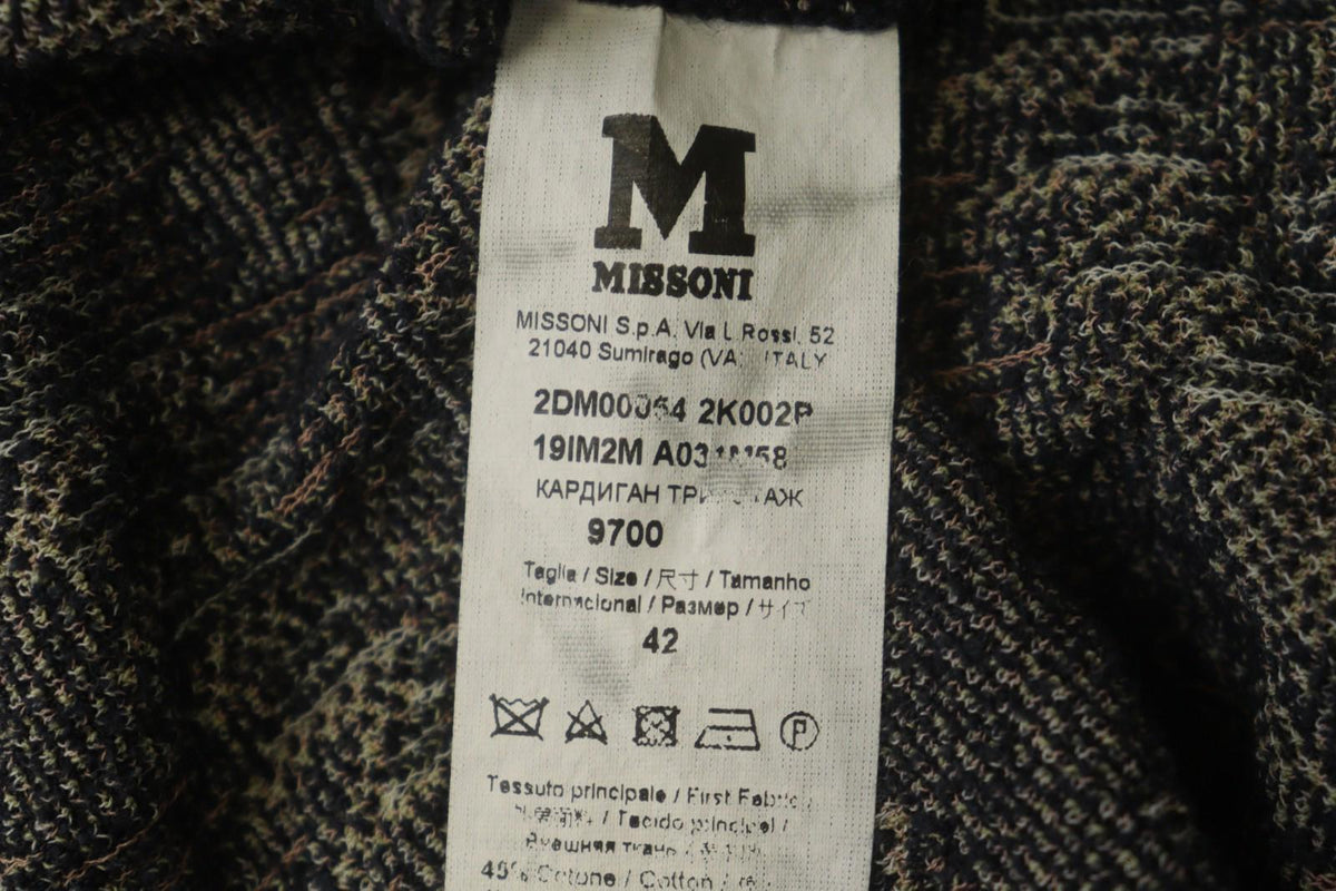 MISSONI Multicolor Cotton Geometric Raglan Sleeve Open Front Cardigan – Size 42