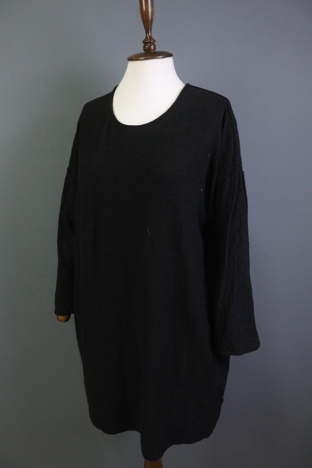 GUDRUN SJODEN Black Long Sleeve Oversized Lagenlook Shirt Dress – Size M