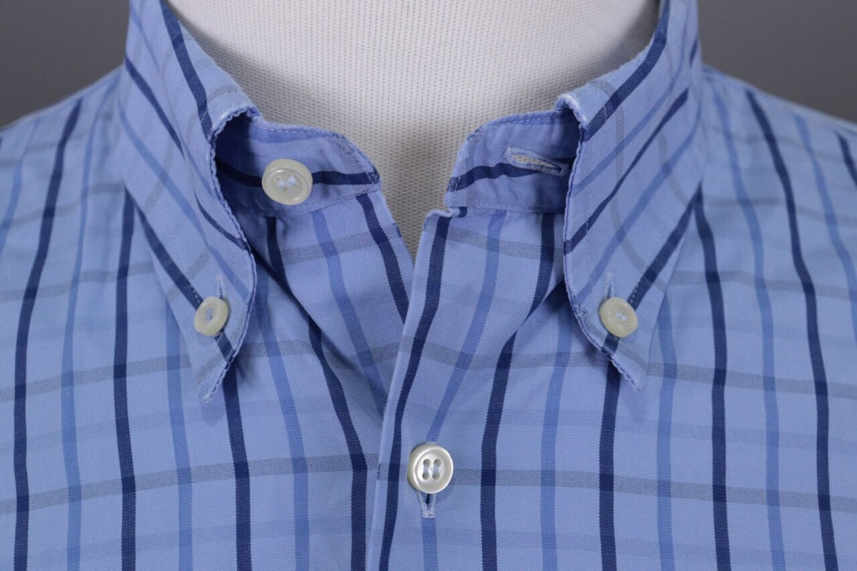 Burberry London Blue Check Long Sleeve Button Down Shirt – Size L