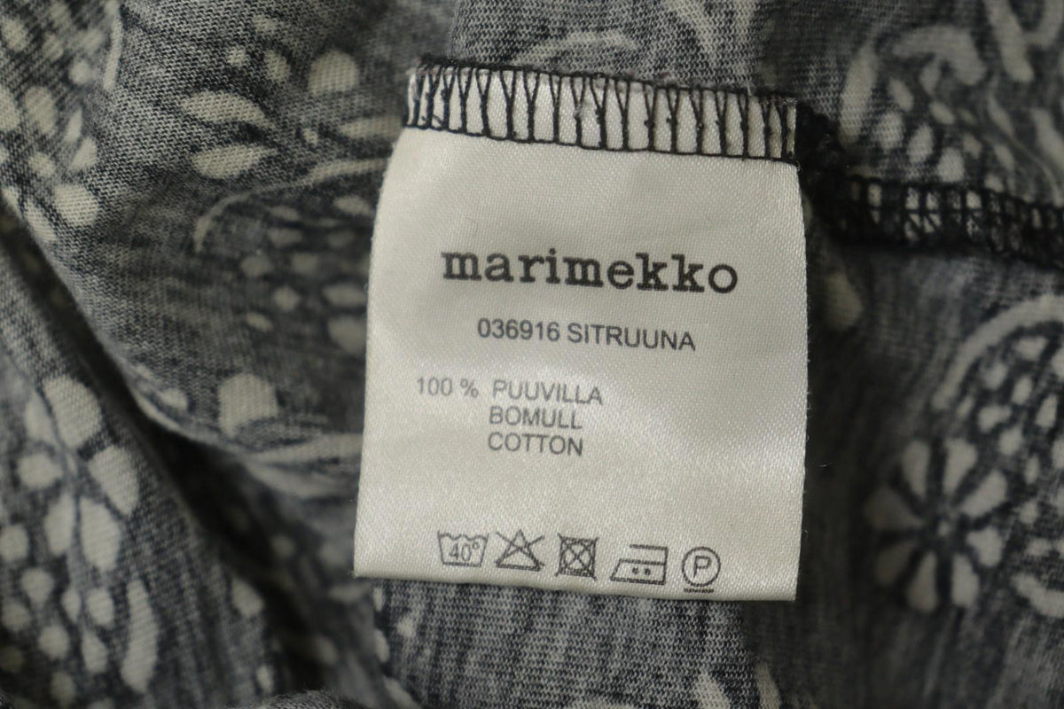 MARIMEKKO 036916 SITRUUNA Black Floral 100% Cotton Scoop Neck Blouse Top – Size S