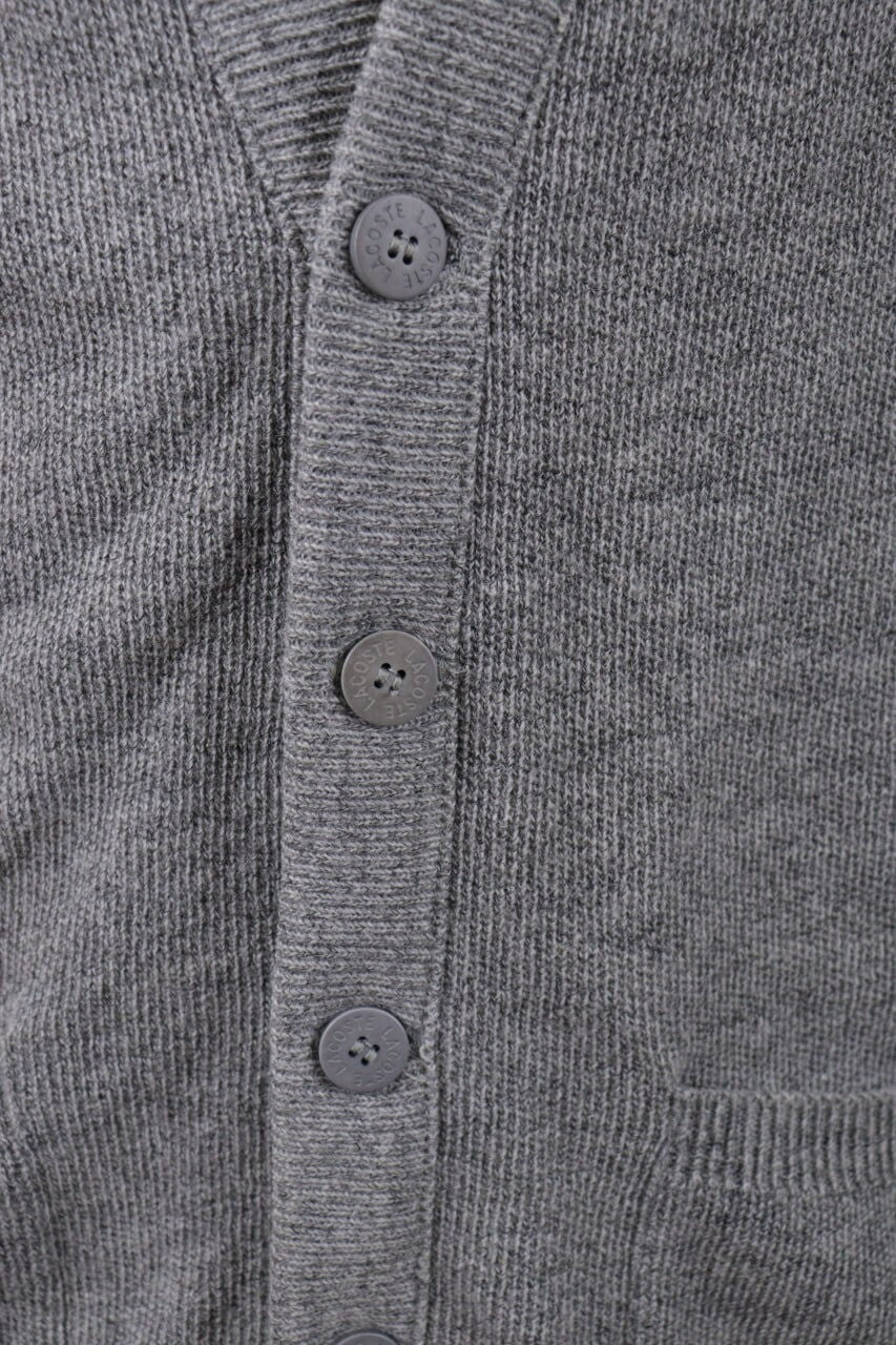 Lacoste Gray Wool Button Down V-Neck Cardigan Sweater – Size 4 / M