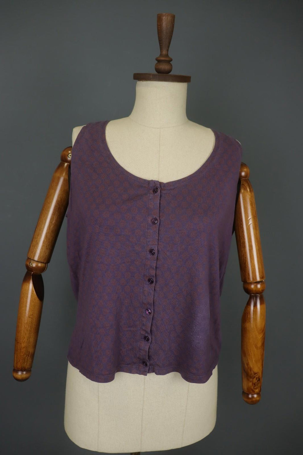 GUDRUN SJODEN Multi Floral 100% Lyocell Sleeveless Button Front Cardigan – Size XL