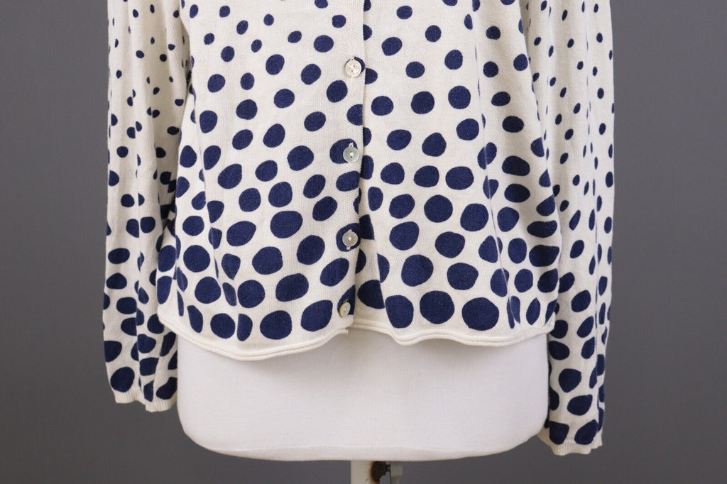 Gudrun Sjoden White Polka Dot Long Sleeve Knit Cardigan Sweater – Size L
