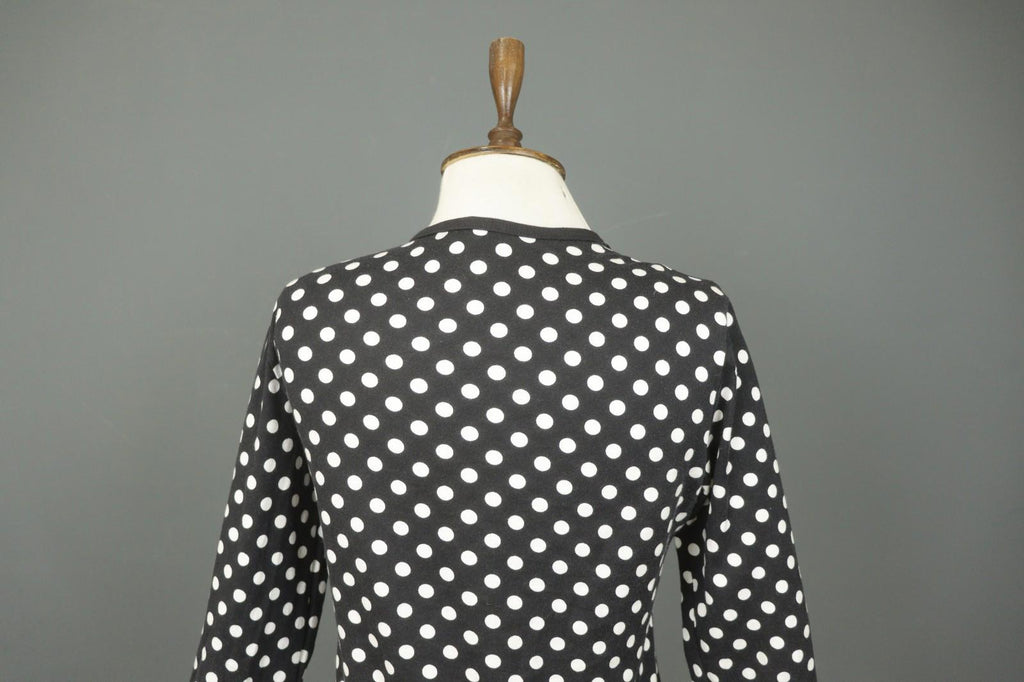 MARIMEKKO Black White Polka Dot Cotton Long Sleeve Summer Snap Blouse Top – Size M