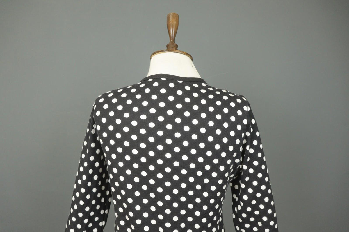 MARIMEKKO Black White Polka Dot Cotton Long Sleeve Summer Snap Blouse Top – Size M