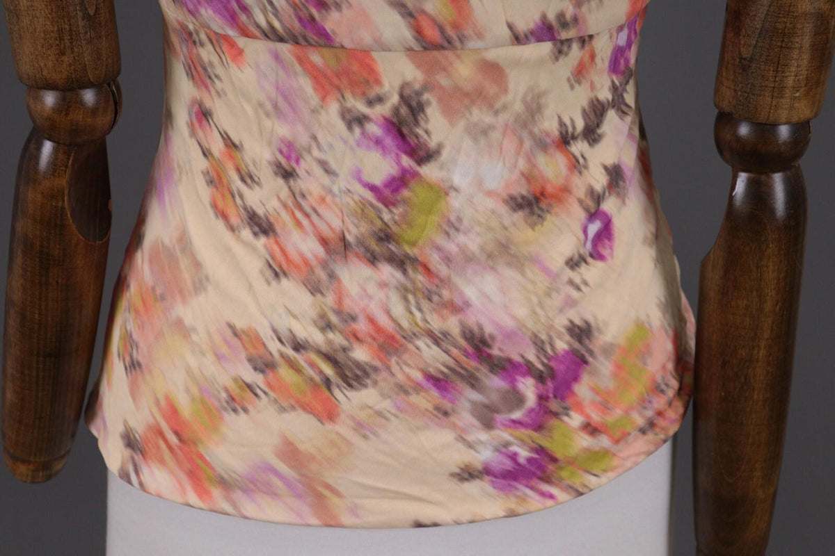 GIANNI VERSACE Multicolor Floral 3D Sleeveless V-Neck Blouse Tank Top – Size 40