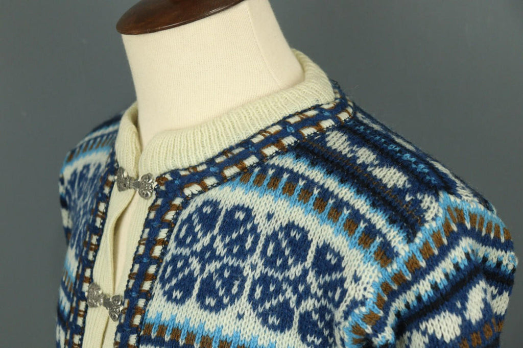 NORLAENDER Sportswear Beige Fair Isle Wool Knit Clasp Ski Cardigan Sweater 50 [COPY]