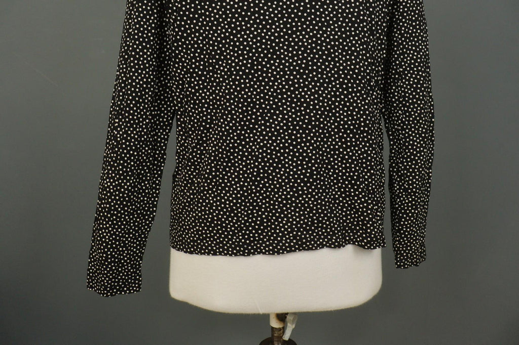 GUDRUN SJODEN Black White Polka Dot Lyocell Round Neck Pullover Sweater – Size L