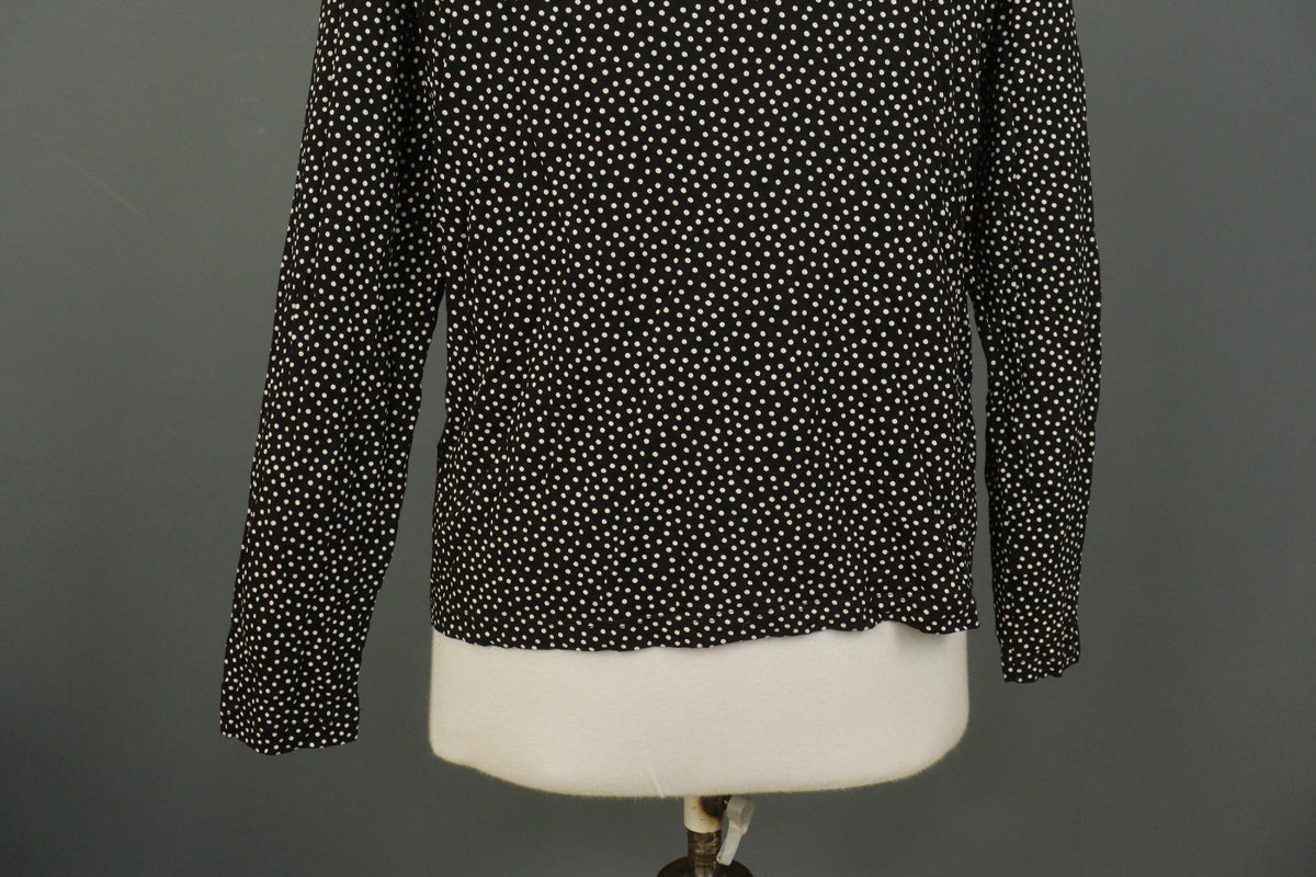 GUDRUN SJODEN Black White Polka Dot Lyocell Round Neck Pullover Sweater – Size L