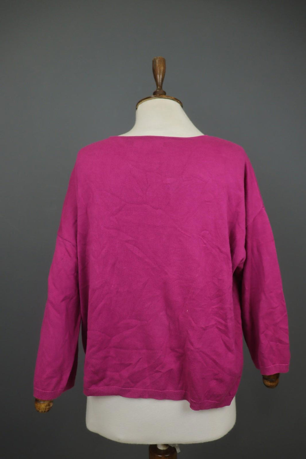 GUDRUN SJODEN Pink 100% Cotton Tight Knit Round Neck Pullover Sweater – Size L