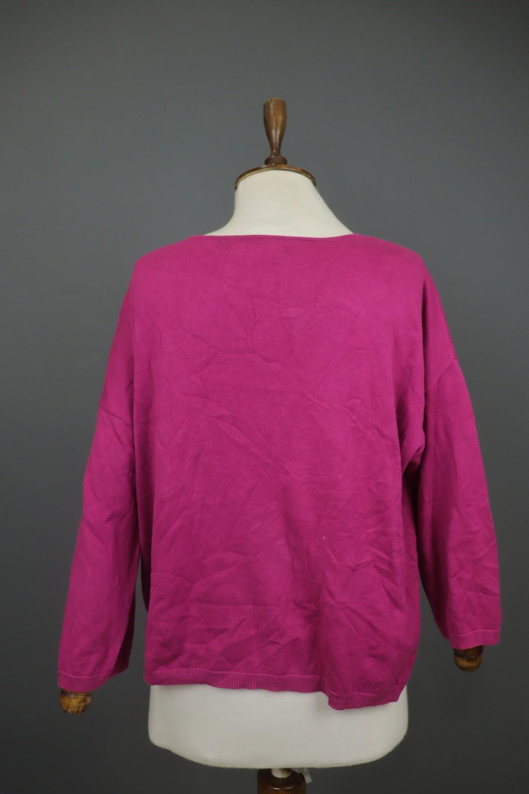 GUDRUN SJODEN Pink 100% Cotton Tight Knit Round Neck Pullover Sweater – Size L