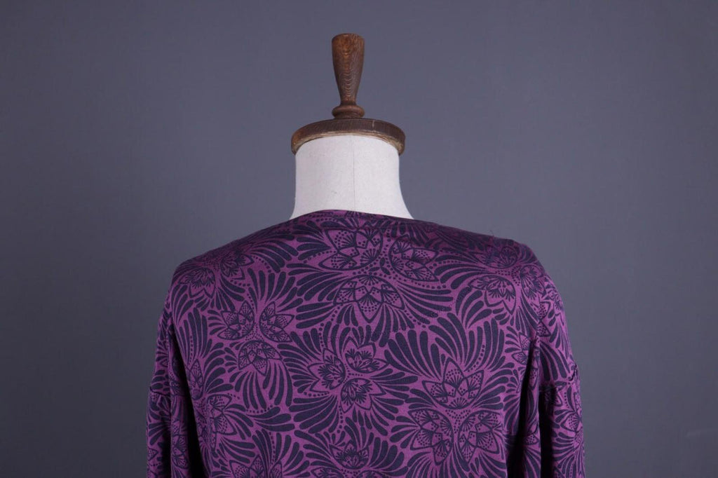 GUDRUN SJODEN Purple Lightweight Floral Sweater – Size M