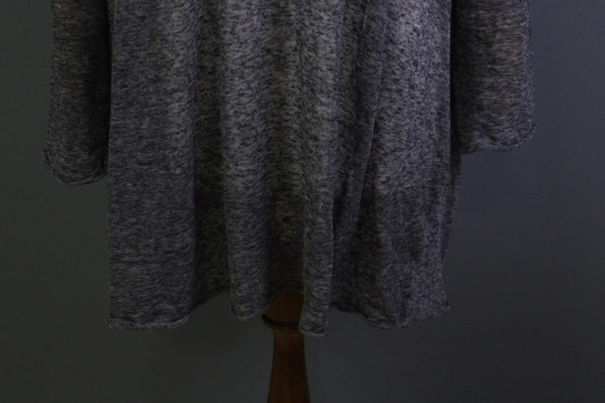RUNDHOLZ Gray Sheer Lagenlook Relaxed Long Sleeve Blouse Tunic Dress