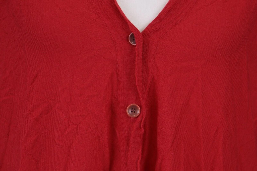 OSKA Red Knit Drape Long Sleeve Button Cardigan Sweater – Size 3
