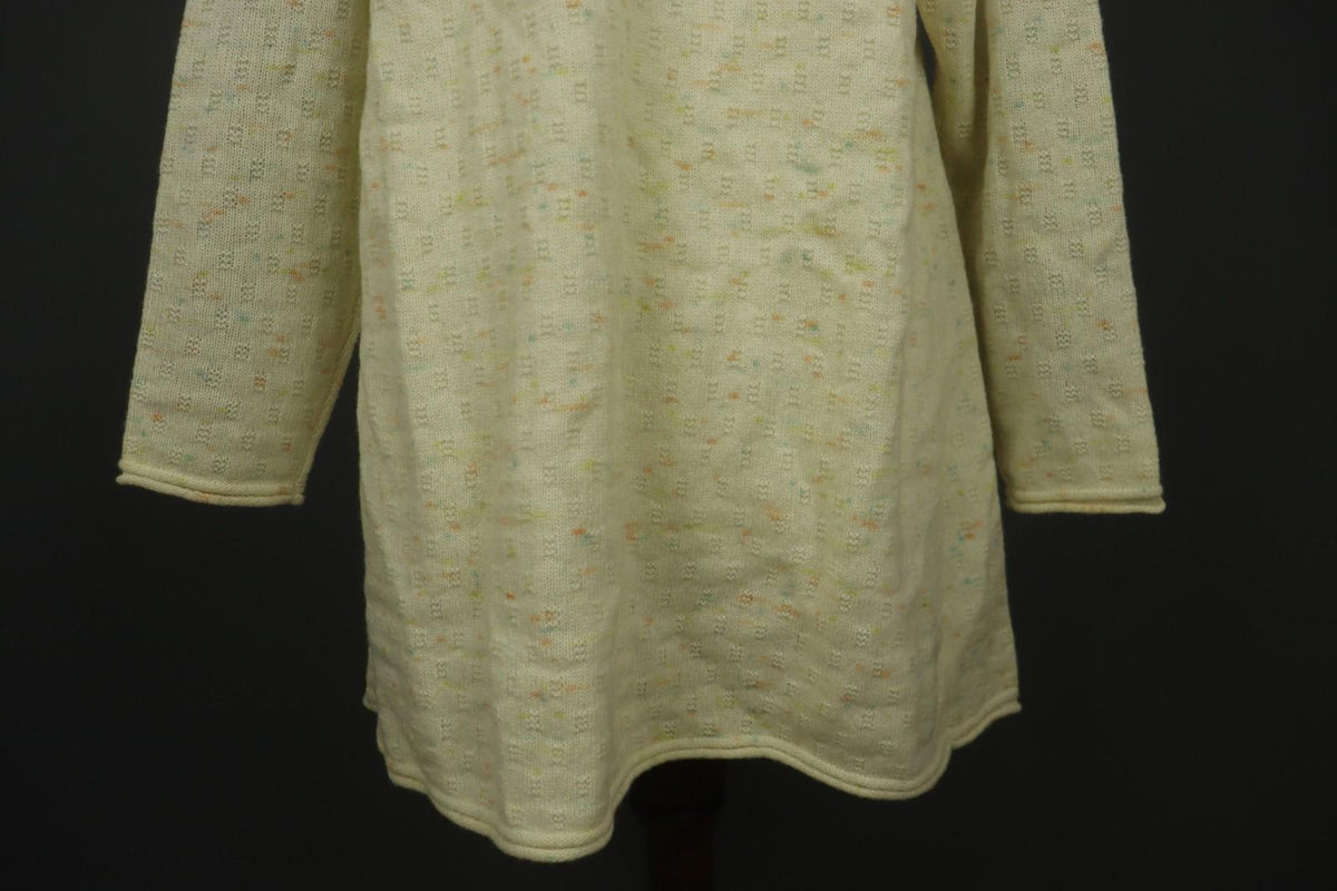 GUDRUN SJODEN Yellow Dotted 100% Wool Knitted Button Front Sweater Dress – Size M