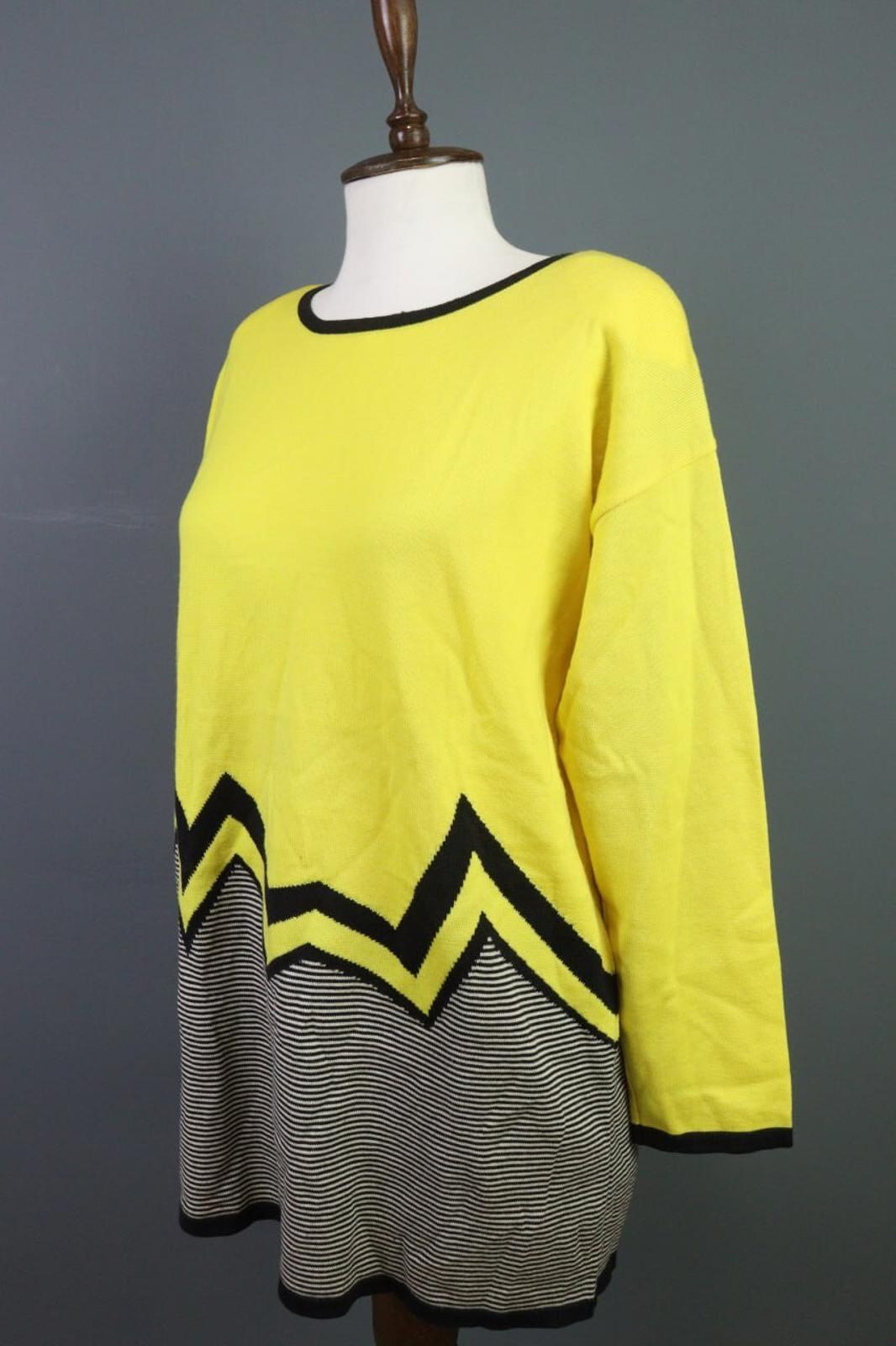 ESCADA Yellow Wool Long Sleeve A-Line Geometric Shift Midi Dress – Size 38