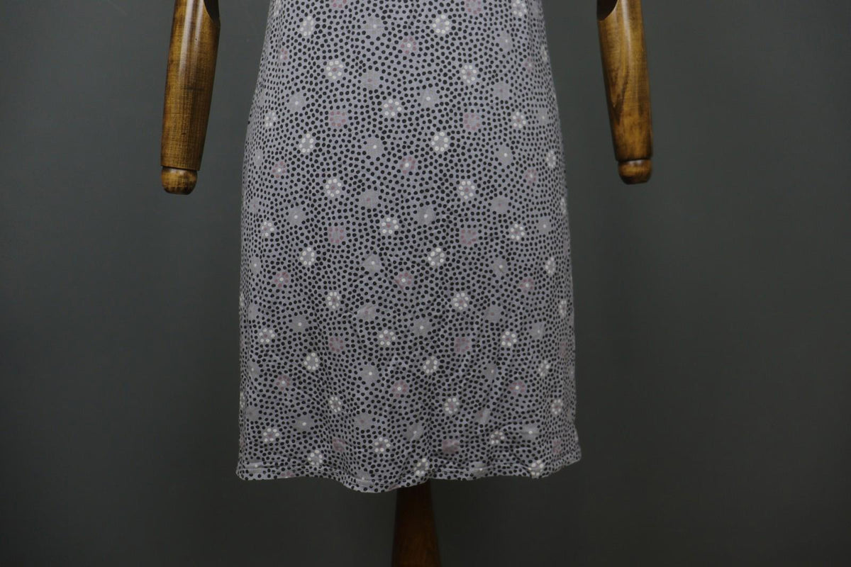 GUDRUN SJODEN Gray Modal Floral Polka Dot Sleeveless Round Neck Tank Dress Sz L