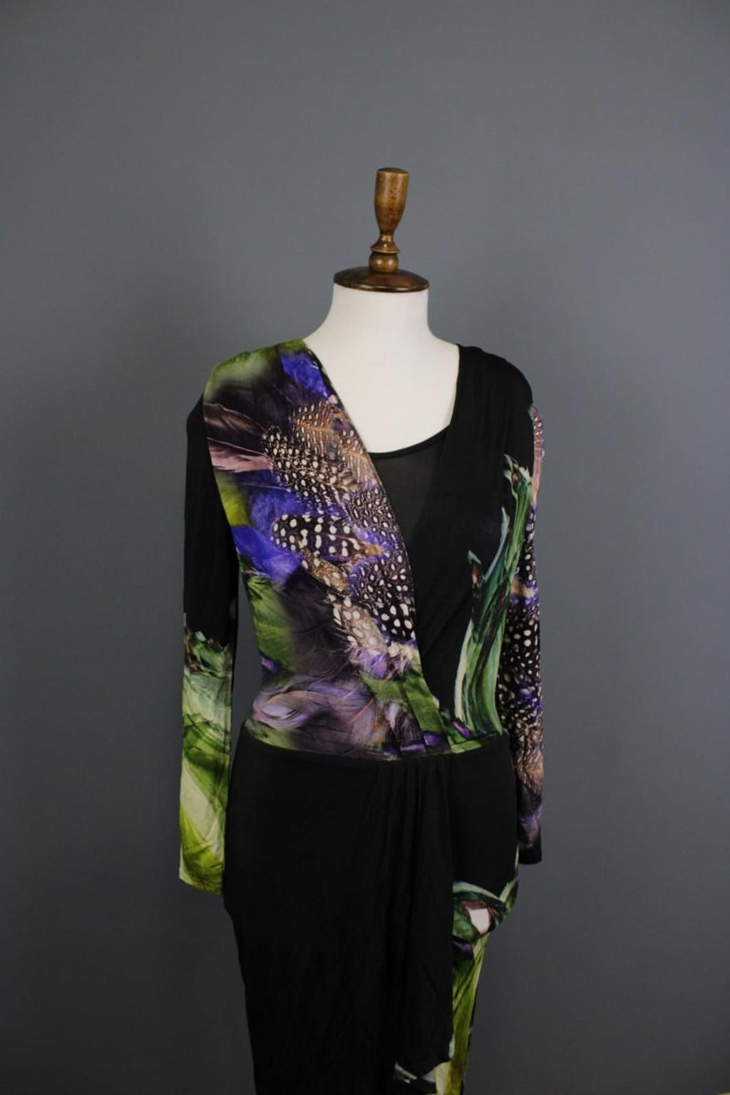 ETRO Multicolor Printed Lined Wrapped V-Neck Long Sleeve Bodycon Dress – Size 42