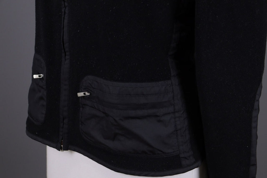 Frauenschuh Balck High Neck Pockets Full Zip Fleece Jacket – Size L