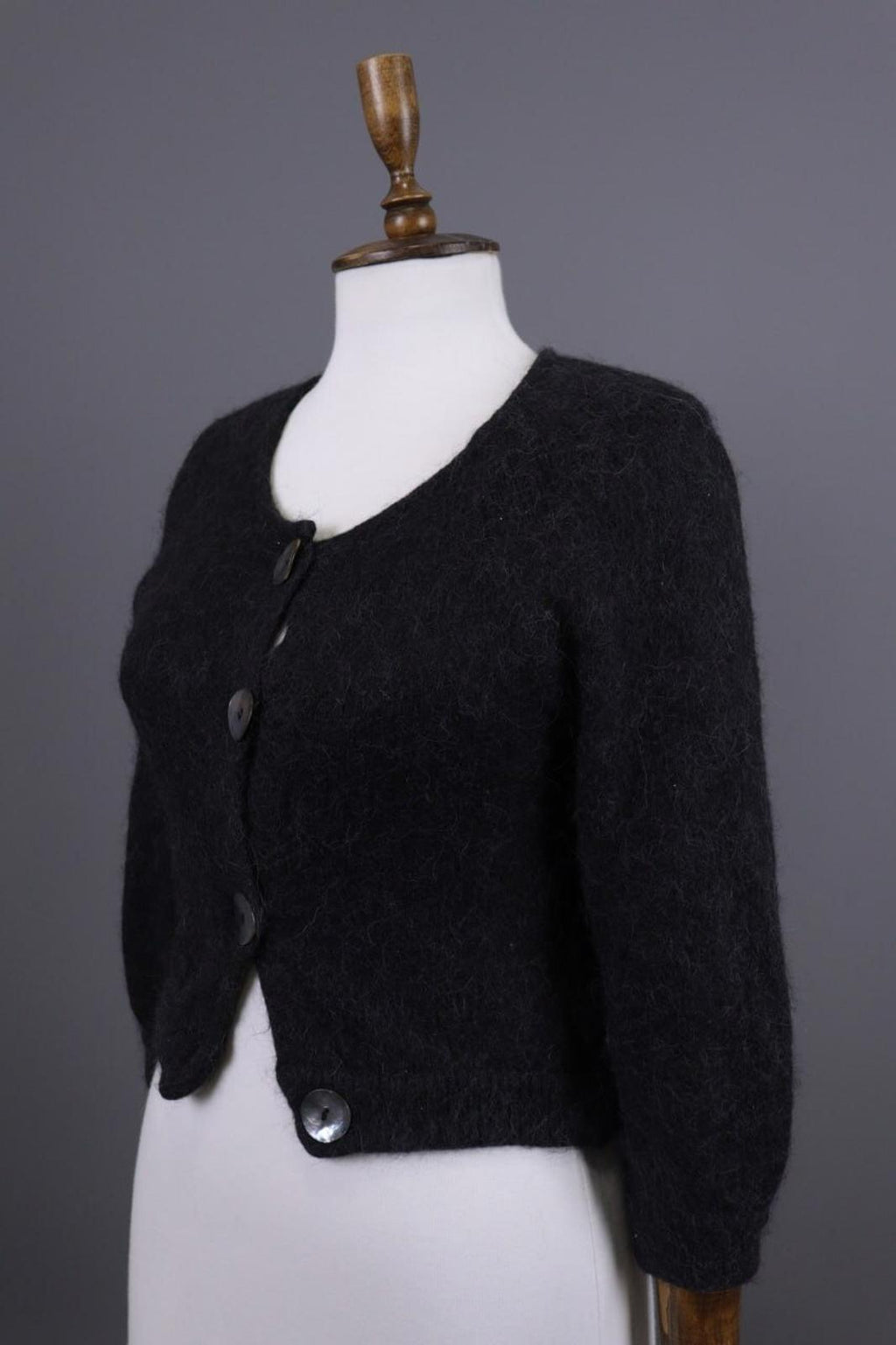 GUDRUN SJODEN Gray Alpaca Wool Knit Cropped Cardigan Sweater – Size S