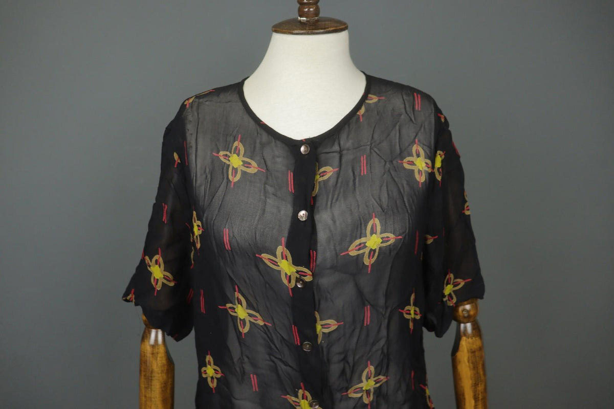 GUDRUN SJÖDEN Multi Floral Viscose Long Sleeve Button Front Shirt Dress – Size M