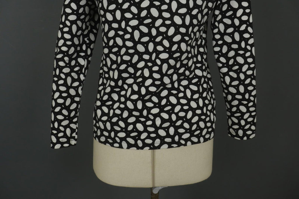 MARIMEKKO CERO White & Black Polka Dot Round Neck Long Sleeve Blouse Top – Size M