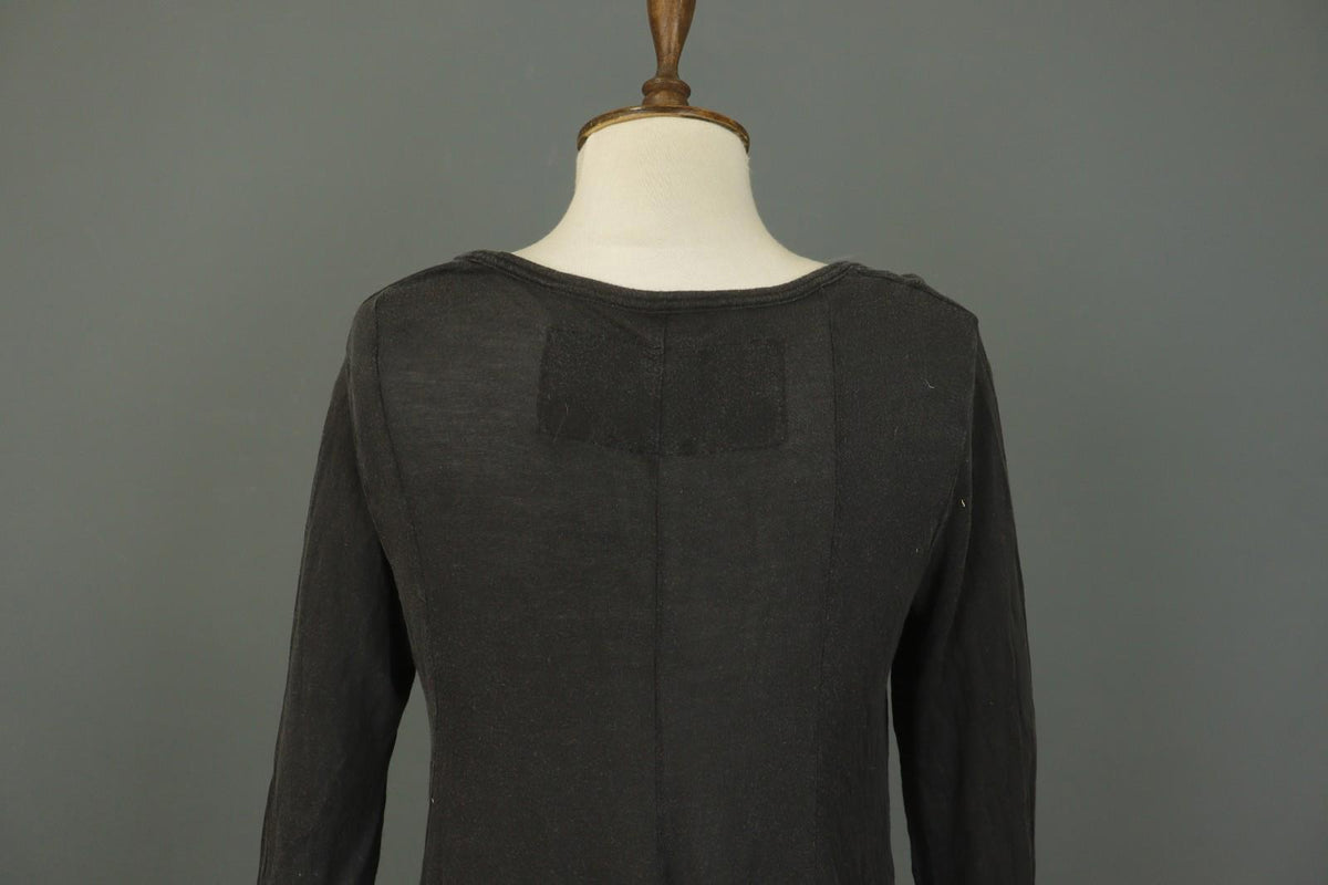 RUNDHOLZ Black 100% Lyocell Long Sleeve Round Neck Pullover Shift Dress – Size M