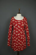 GUDRUN SJODEN Red Tan Floral 100% Modal Classic Long Sleeve Sheath Dress – Size M – Used