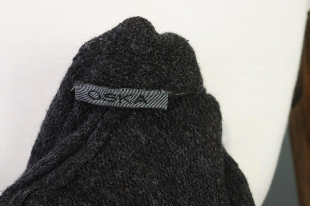 OSKA Gray Lagenlook Obersized Wool Mohair Angora Cardigan Sweater