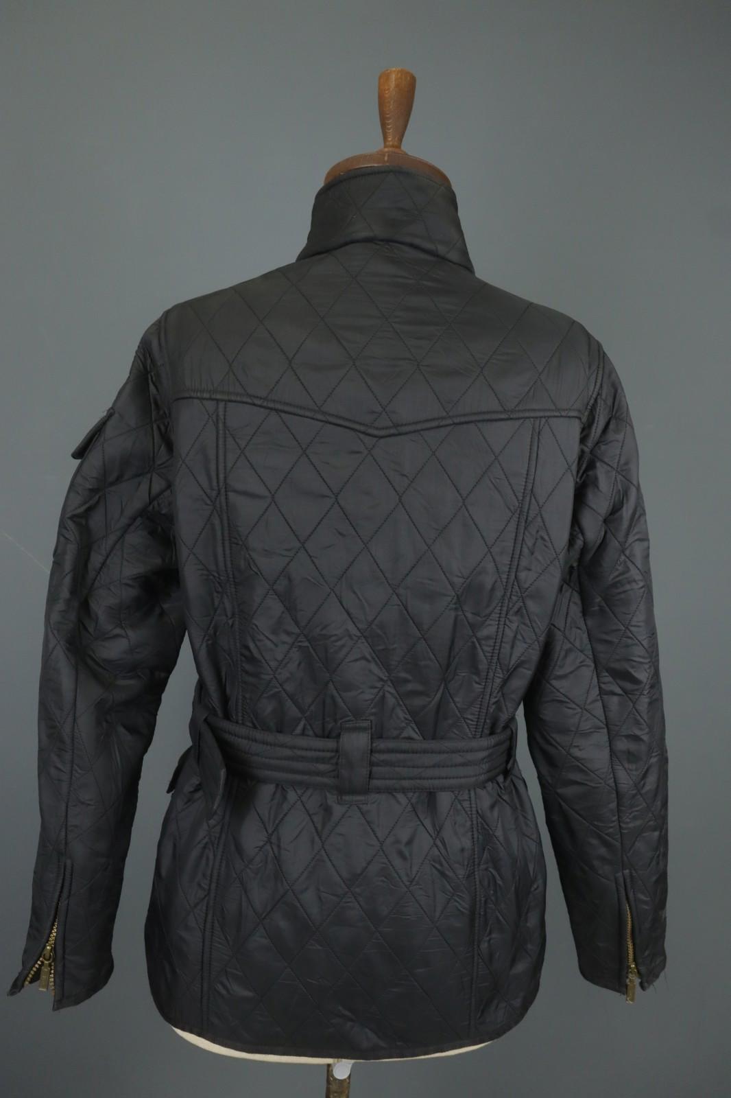 BARBOUR Black Belted Waist & Neck Long Sleeve Snap Front Quilted Jacket – Size 38