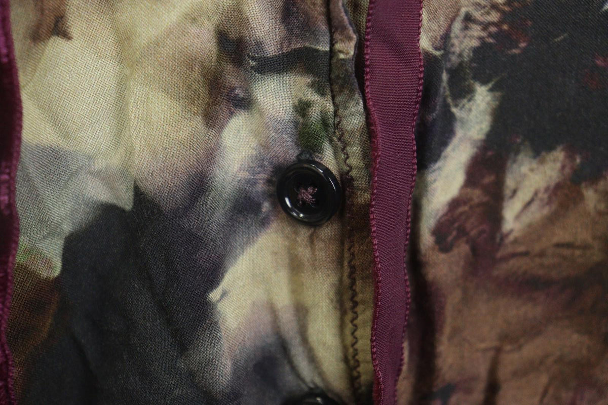 HIGH USE Multicolor Geo Print 100%Viscose Keyhole Button Front Blouse Top Sz 38