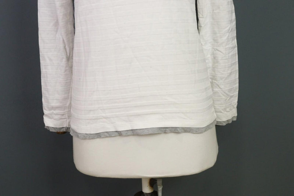 BURBERRY BLACK LABEL Blouse Shirt White Ribbed Long Sleeve – Size 2