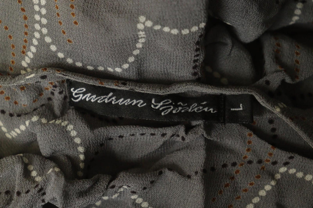 GUDRUN SJÖDEN Gray Floral Cotton Long Sleeve Button Front Tunic Shirt Top – Size L