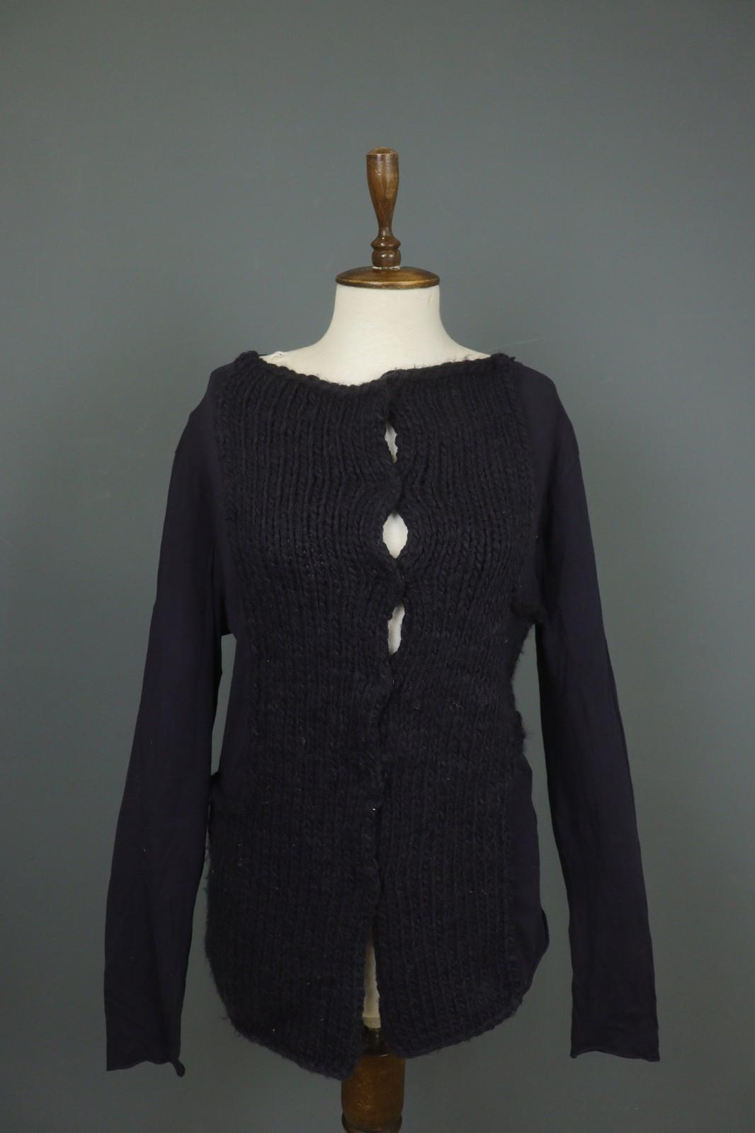 RUNDHOLZ Cardigan Navy Acrylic Knitted Regular Fit Long Sleeve Boat Neck Sz M