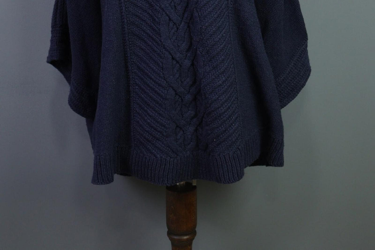 SAINT JAMES Blue Cable Wool Knit Poncho Lagenlook Sweater – Size OS