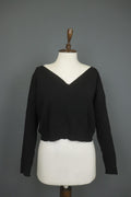 SARAH PACINI Black & White Viscose Long Sleeve V-Neck Pullover Sweater – Size One