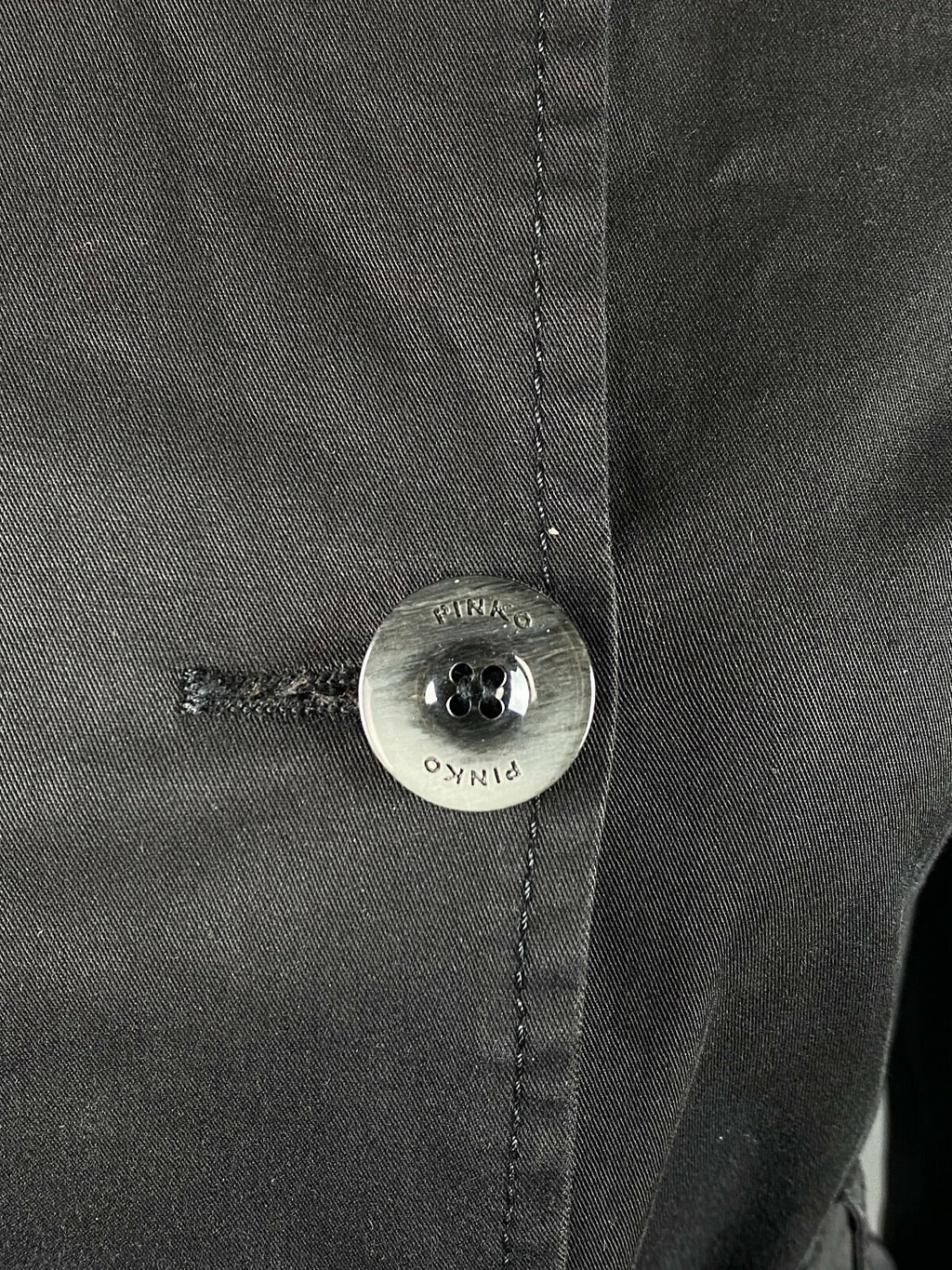 Pinko Black Cotton Double Breasted Belted Trench Coat – Size US 4 GB 8 IT 40