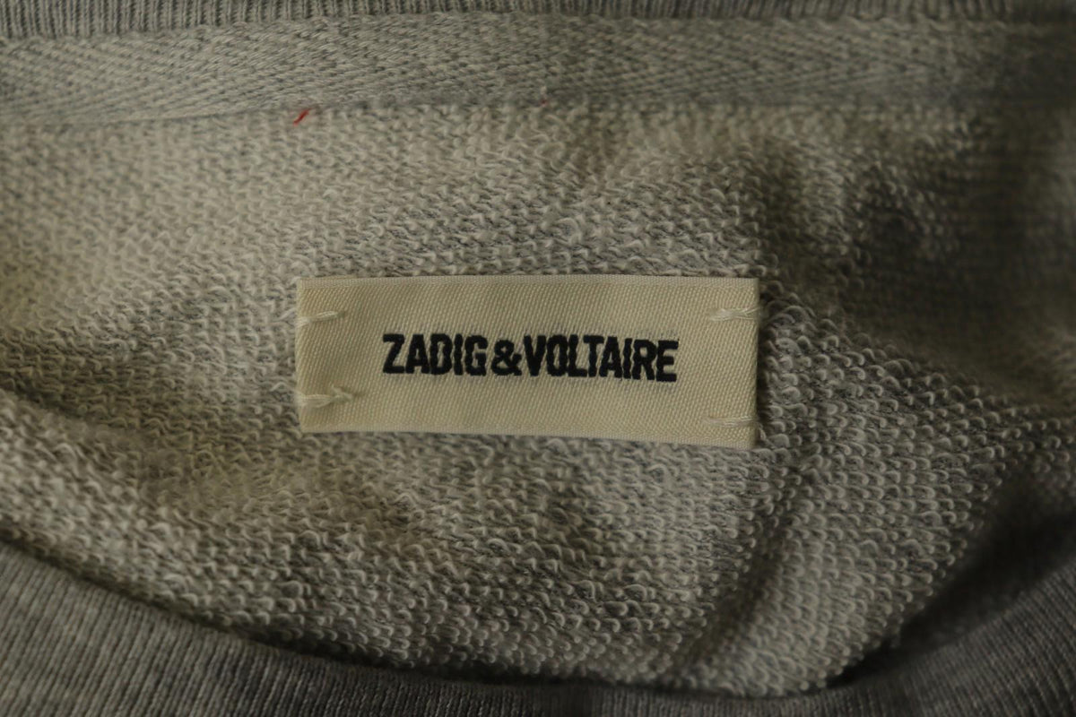 Used ZADIG & VOLTAIRE Gray 3/4 Sleeve Kangaroo Pocket Pullover Sweatshirt – Size XS