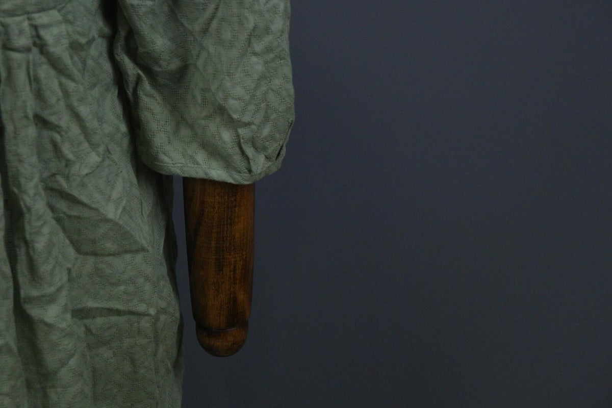 GUDRUN SJODEN Green 3/4 Sleeve Button Front Shirt Dress