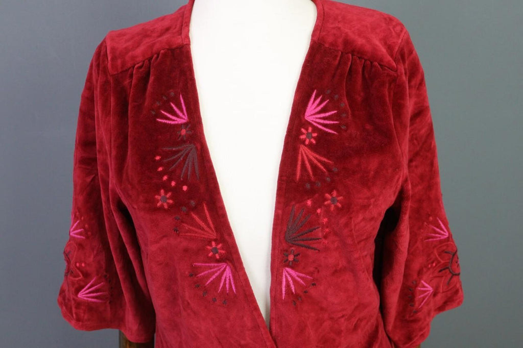 GUDRUN SJODEN Burgundy Kimono Sleeve Knit Wrape Cape Cardigan Sweater – Size S