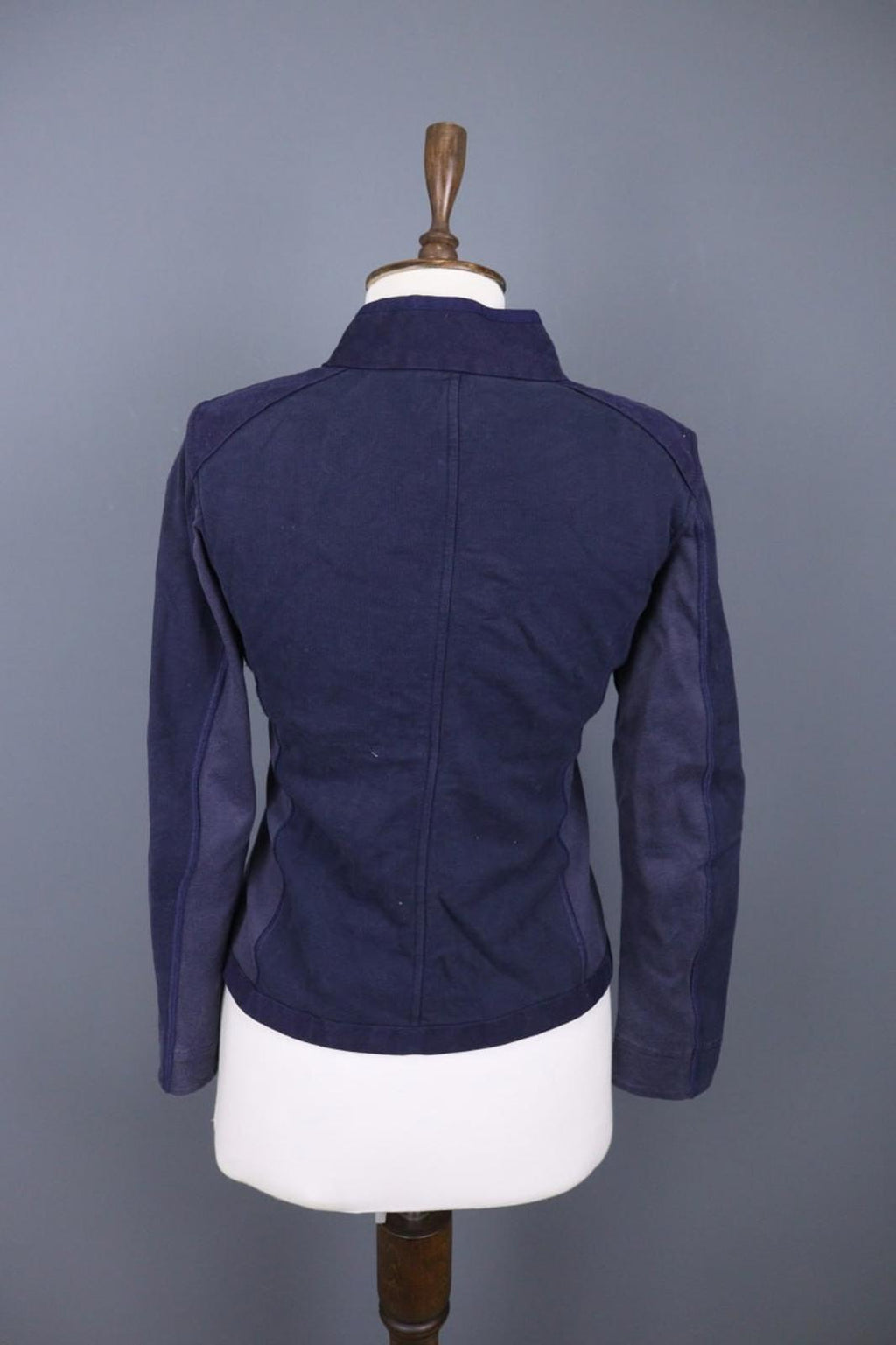 FRAUENSCHUH Blue 100%Cotton Mock Neck Long Sleeve Zipper Pockets Jacket – Size 2