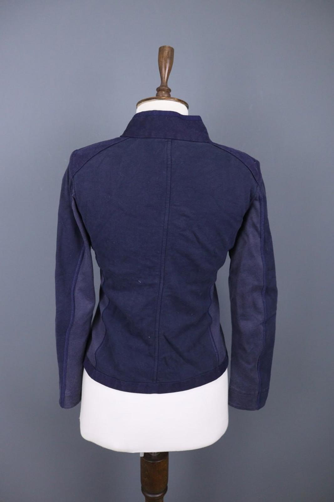 FRAUENSCHUH Blue 100%Cotton Mock Neck Long Sleeve Zipper Pockets Jacket – Size 2