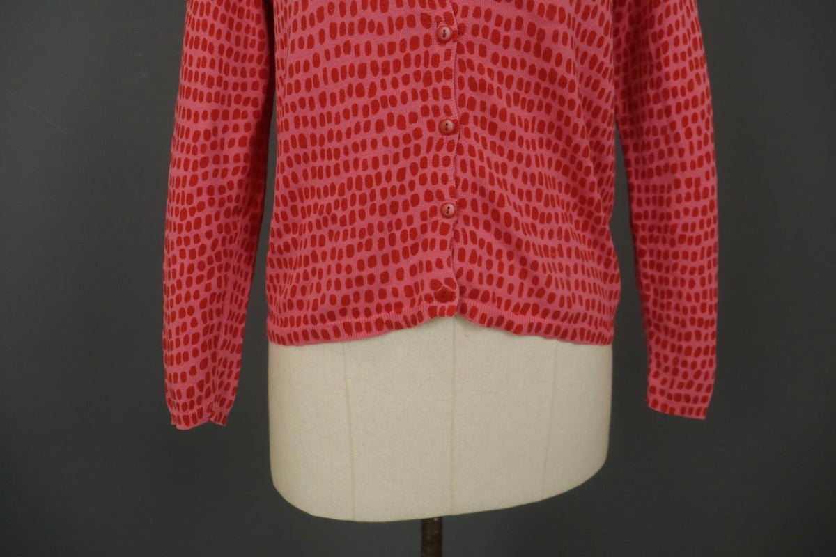 GUDRUN SJODEN Red Dotted Round Neck Long Sleeve Button Front Shirt Top – Size S