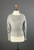 GUDRUN SJODEN Gray Mohair Wool Embroidered Floral Knited Sweater – Size M