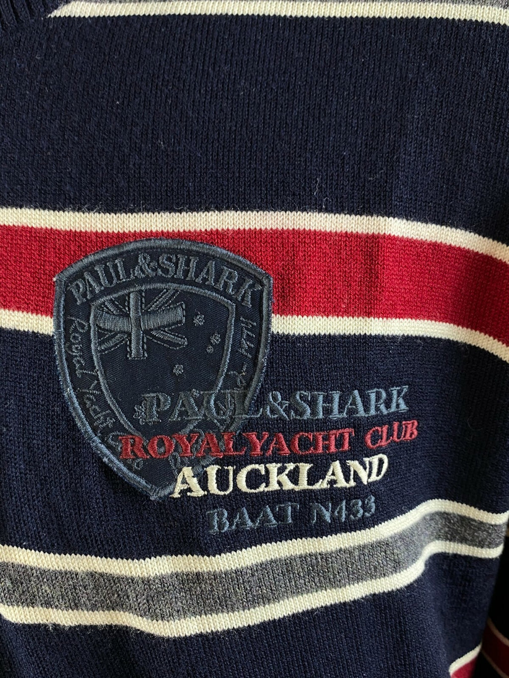 Paul & Shark Yachting Cool Touch Blue Stripe High Neck Wool Jumper – Men's L