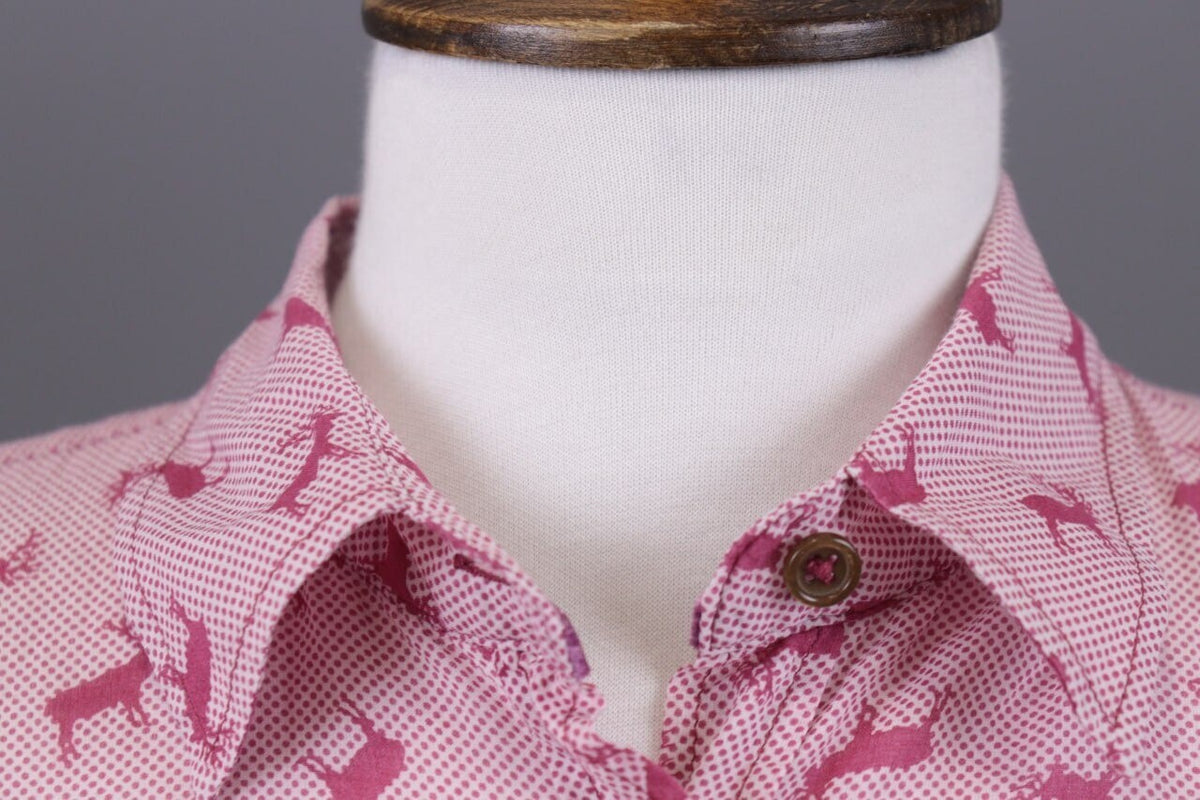 Emily Van Den Bergh Pink Deer Print Long Sleeve Blouse Shirt – Size 36 / S