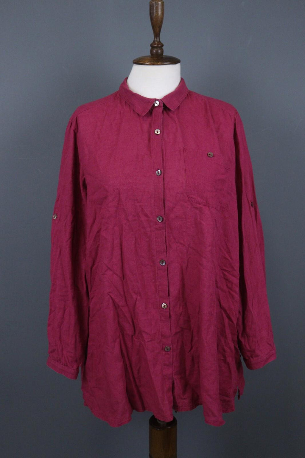 GUDRUN SJODEN Red Long Sleeve Button Front Shirt Dress – Size M
