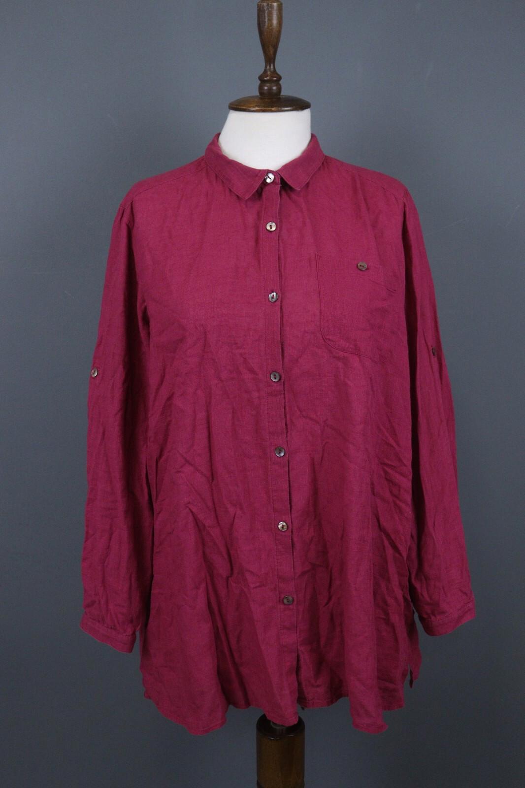 GUDRUN SJODEN Red Long Sleeve Button Front Shirt Dress – Size M